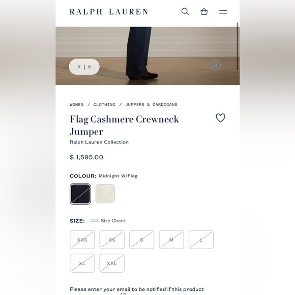 Ralph Lauren 100% cashmere SMALL Purple Label USA Flag Knit Sweater in Navy - Picture 2 of 14